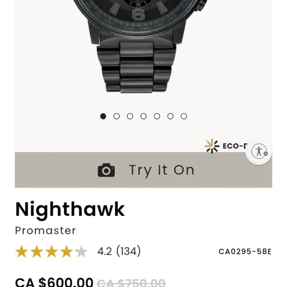 Citizen Eco Drive Nighthawk Chrono CA0295-58E All Black Mens Watch EUC